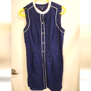 Tommy Hilfiger Blue Sleeveless Dress with White Trim Size M